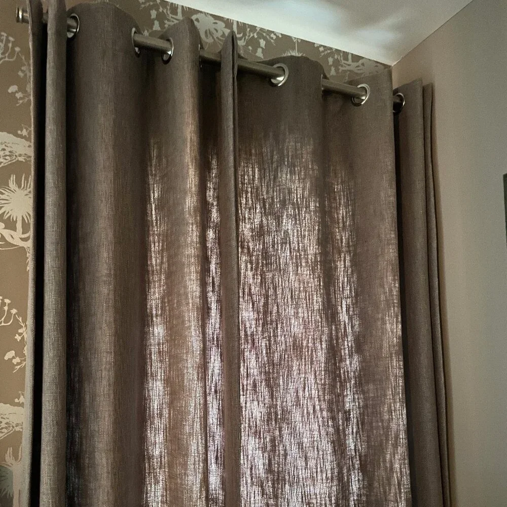 Dark Grey Cotton Blend Grommet Top Curtain Panel Drapes 50